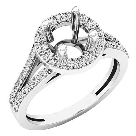 0.45 Carat (Ctw) 18K White Gold Round Diamond Split Shank Bridal Semi Mount Engagement Ring