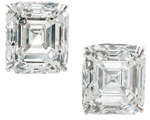 Royal Asscher Cut Diamond Stud Earrings