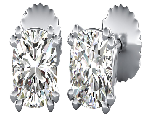 Sparkling Cushion Cut Diamond Stud Earrings