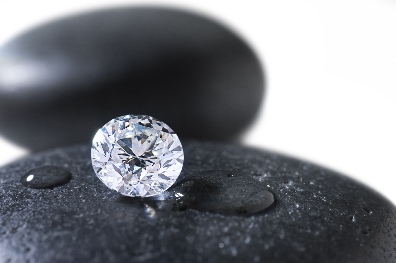 white diamond on black stone