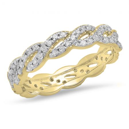 0.65 Carat 14K Yellow Gold Round Diamond Ladies Eternity Anniversary Wedding Band Ring