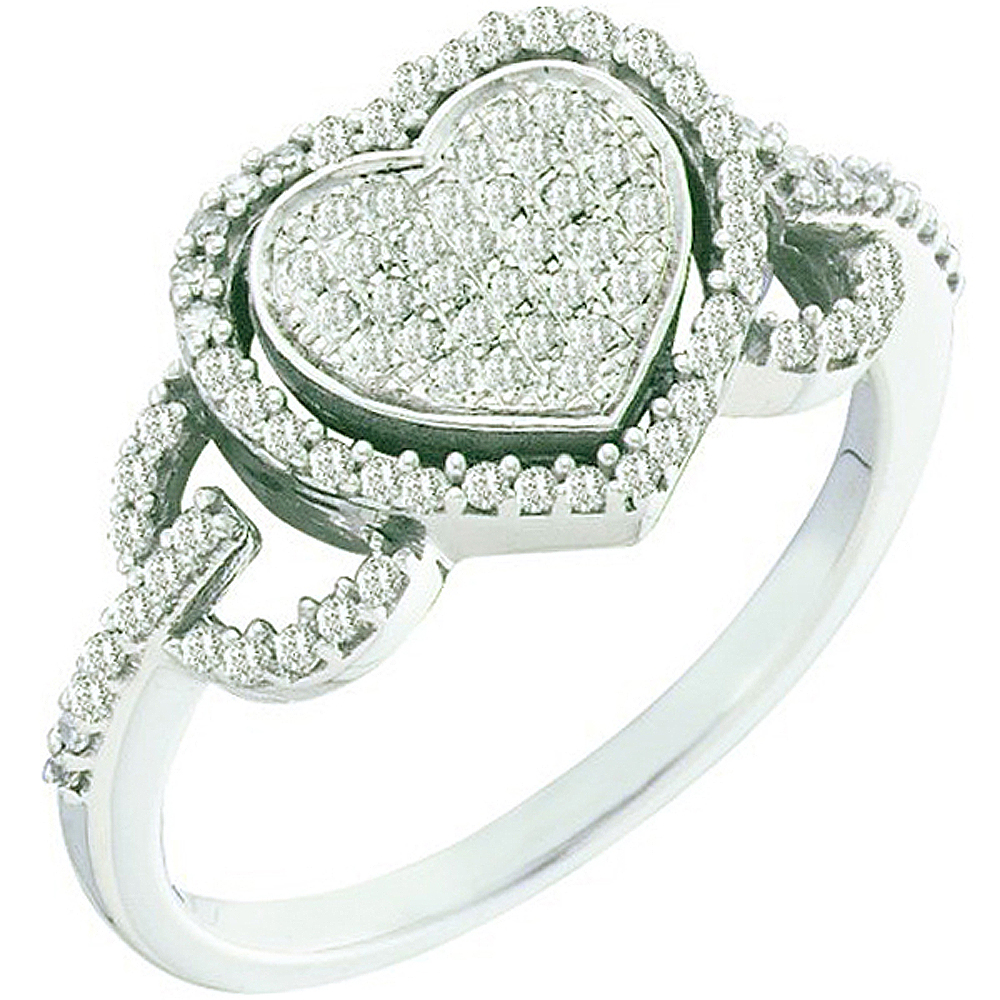 10k White Gold Brilliant White Diamond Ladies Promise rings