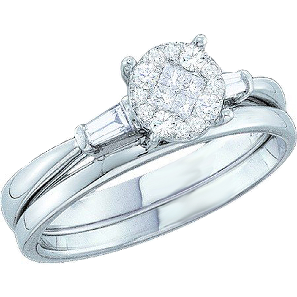 0.30 Carat, 10K White Gold Princess And Round Diamond Ring_K2878-10KW-5