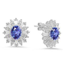 White Topaz Ladies Snowflake Style Fashion Stud Earrings